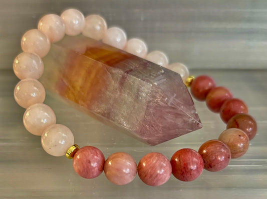 Rose Quartz & Rhodonite Bracelet – Love, Compassion & Emotional Healing 💗✨