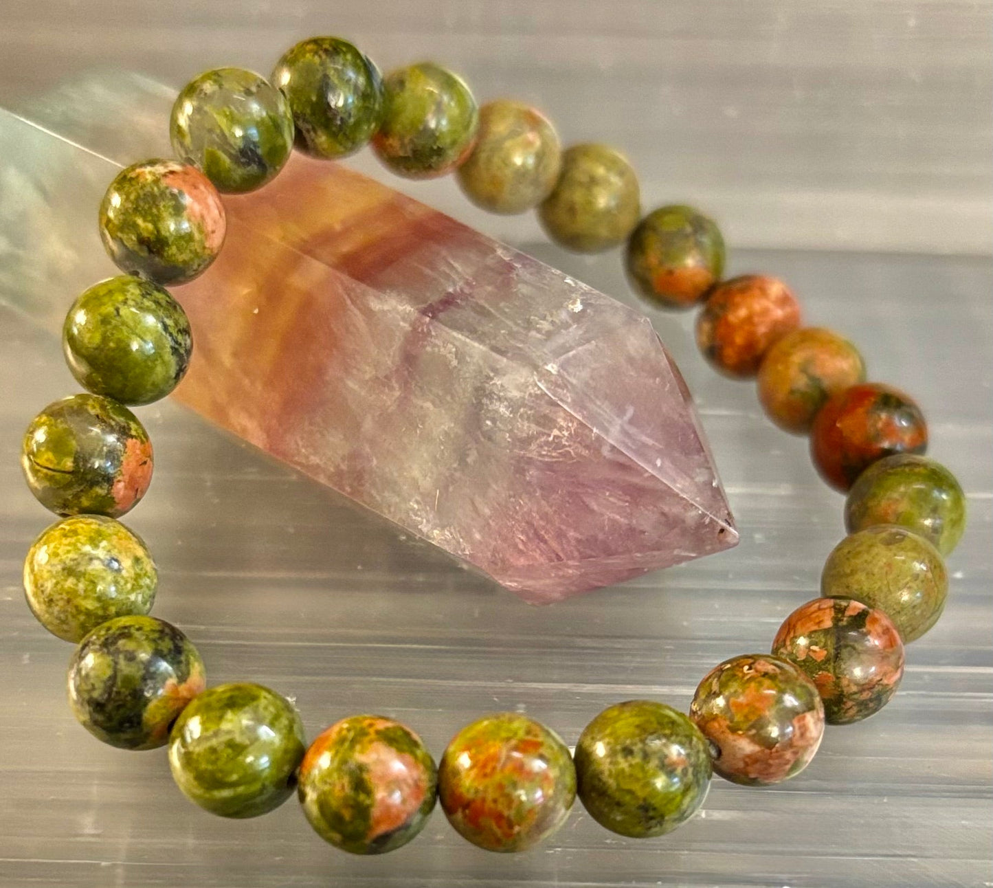 Chrysocolla 8mm Beaded Bracelet – Grounding Harmony for Small to Medium Wrists 🌿💫