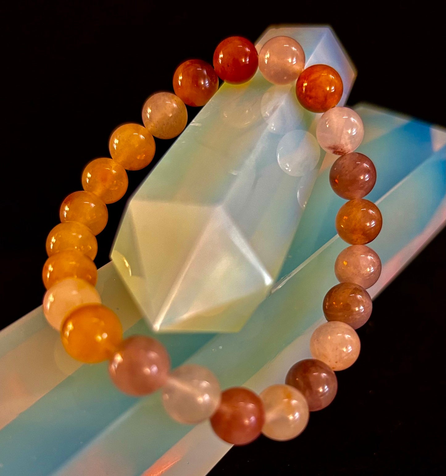 Coastal Calm Quartz Beaded Bracelet – 8mm Beach Sand Tones for Medium Wrists 🌊🏖️