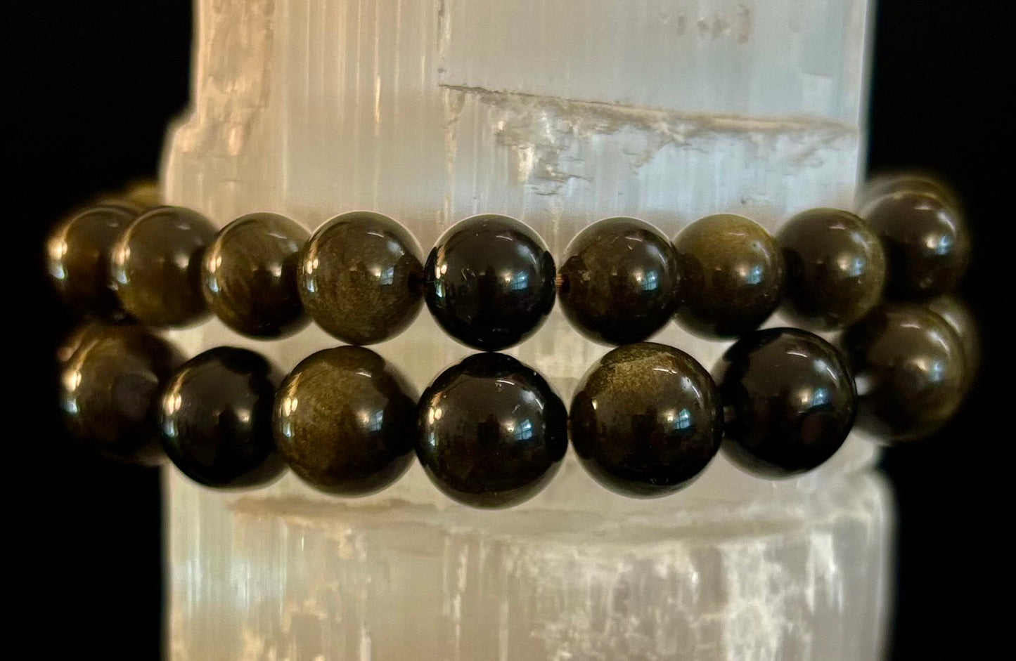 Gold Obsidian Protection Bracelet – 8mm & 10mm Beads for Small to Medium Wrists 🖤✨