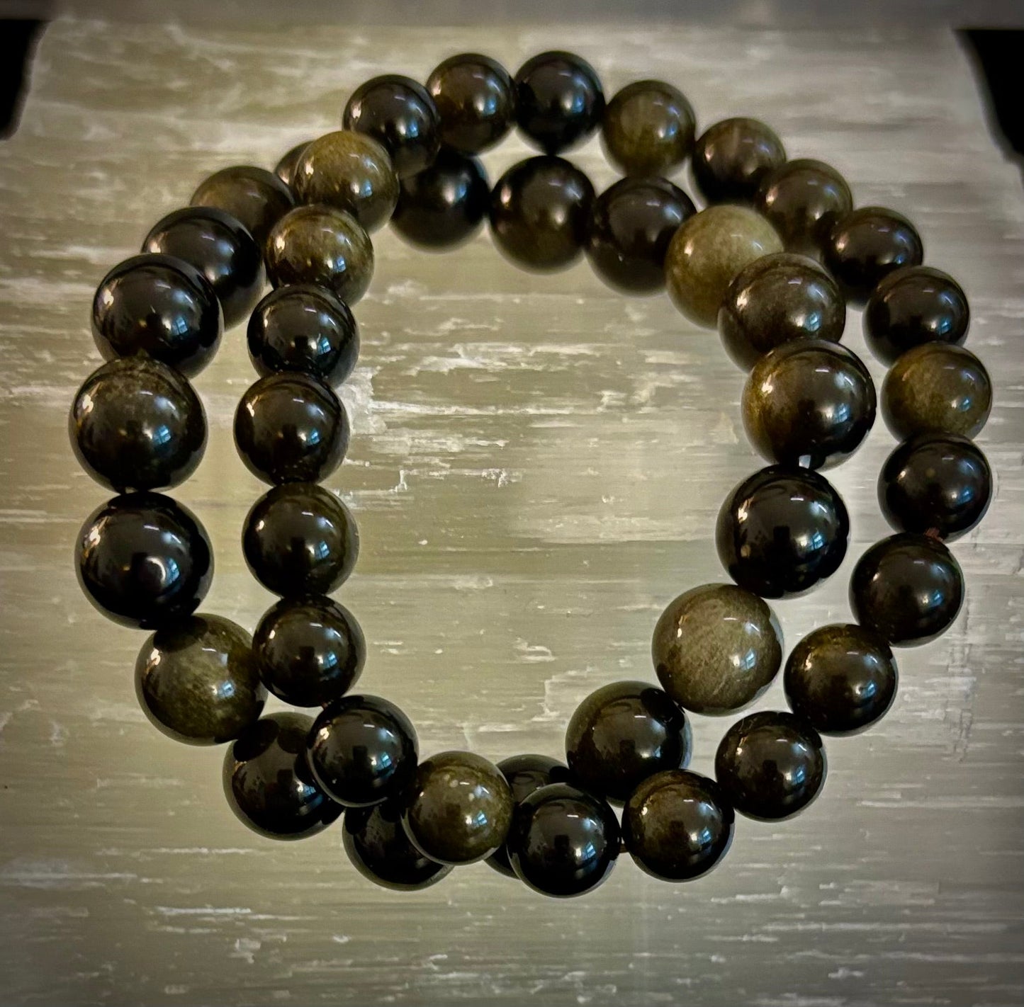 Gold Obsidian Protection Bracelet – 8mm & 10mm Beads for Small to Medium Wrists 🖤✨