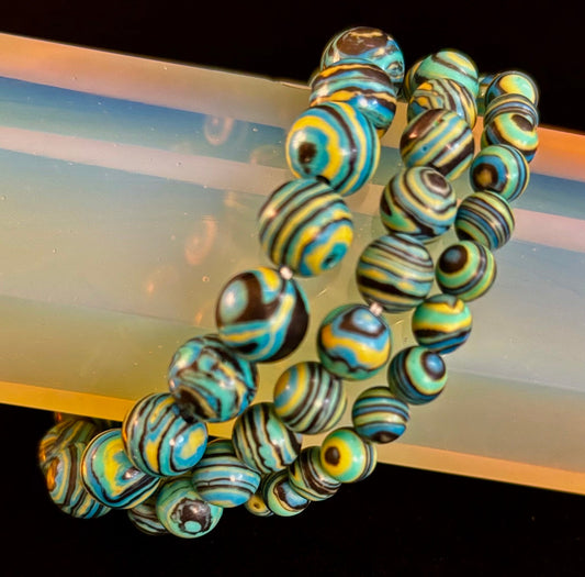 Deep Blue Malachite Energy Bracelet – 6mm, 8mm, 10mm Beads for Small to Large Wrists