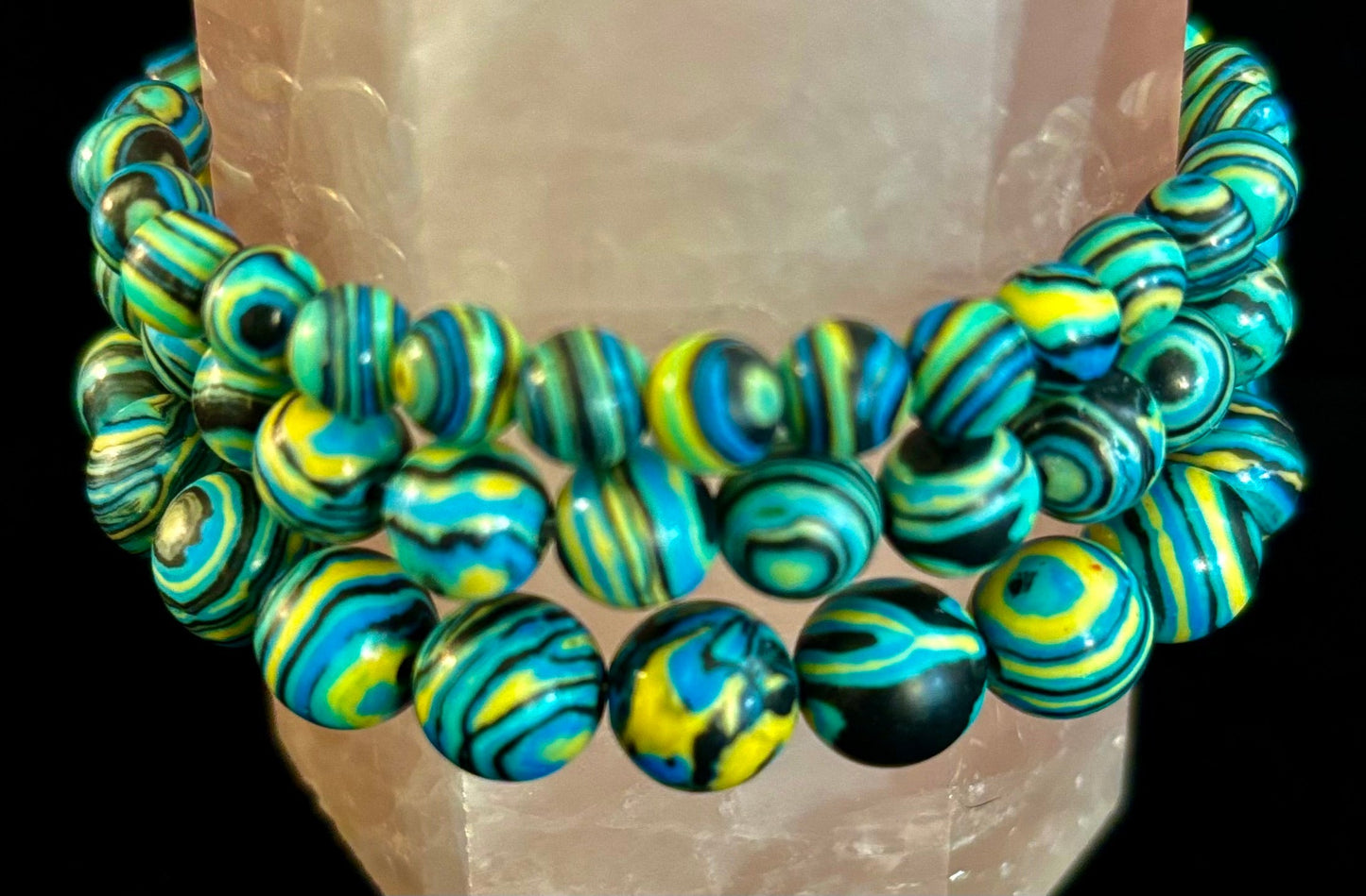 Deep Blue Malachite Energy Bracelet – 6mm, 8mm, 10mm Beads for Small to Large Wrists