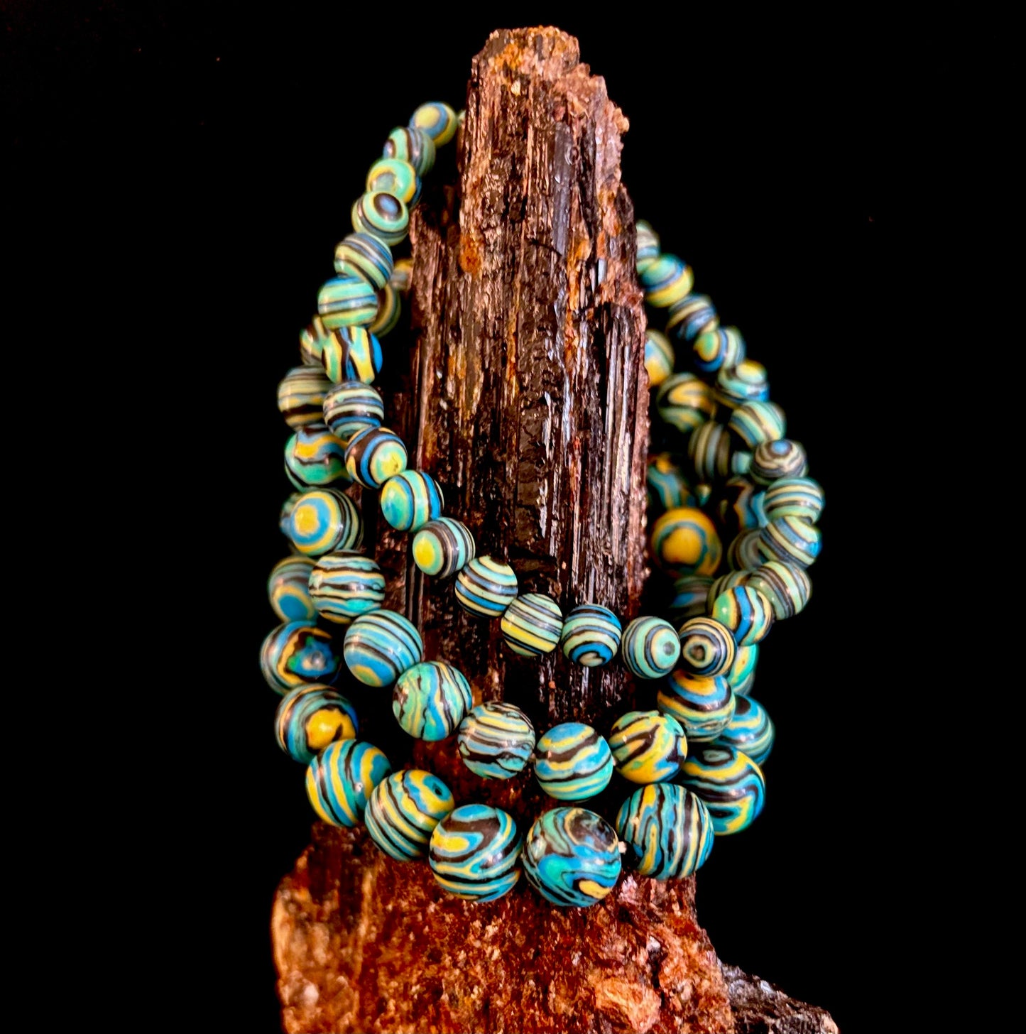 Deep Blue Malachite Energy Bracelet – 6mm, 8mm, 10mm Beads for Small to Large Wrists