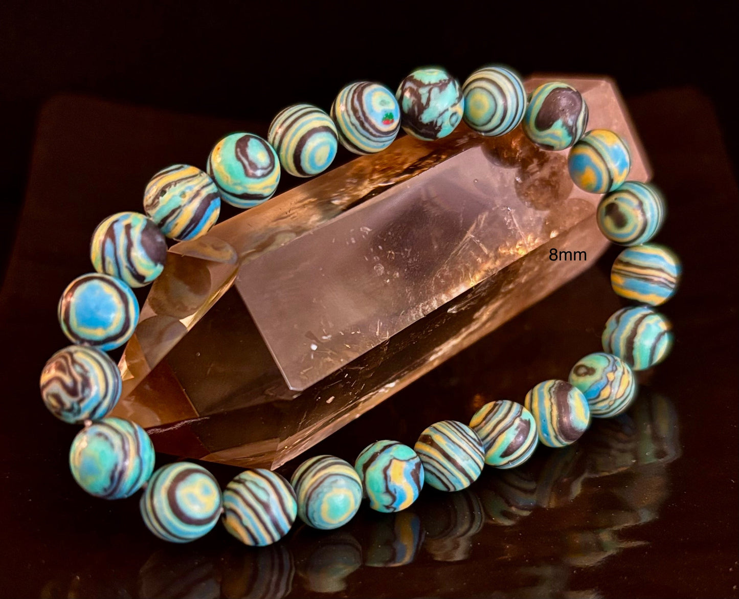 Deep Blue Malachite Energy Bracelet – 6mm, 8mm, 10mm Beads for Small to Large Wrists