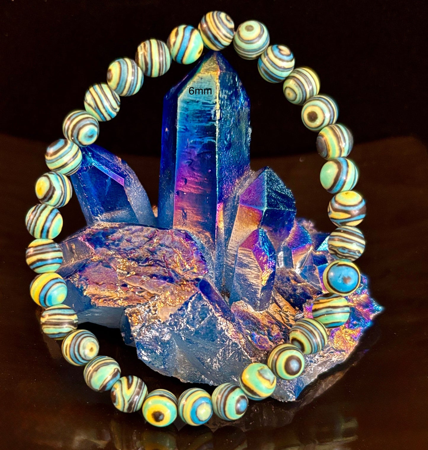 Deep Blue Malachite Energy Bracelet – 6mm, 8mm, 10mm Beads for Small to Large Wrists