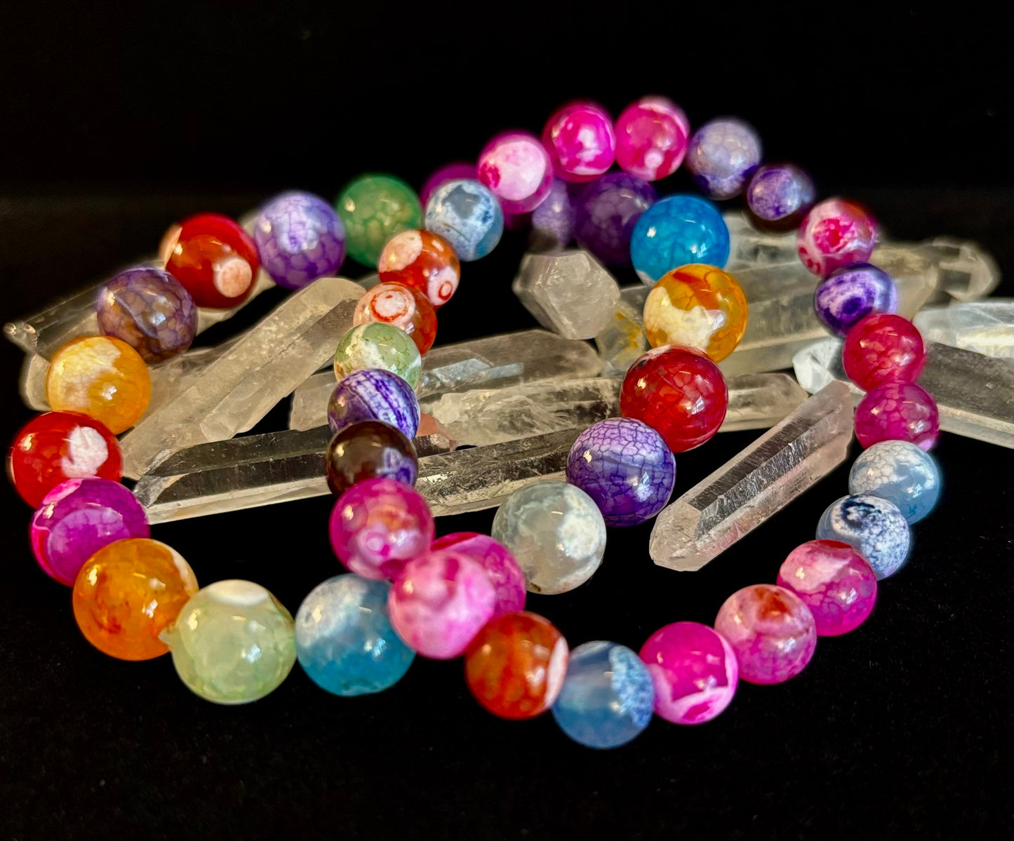 Rainbow Dragon Vein Agate Gemstone Bracelet