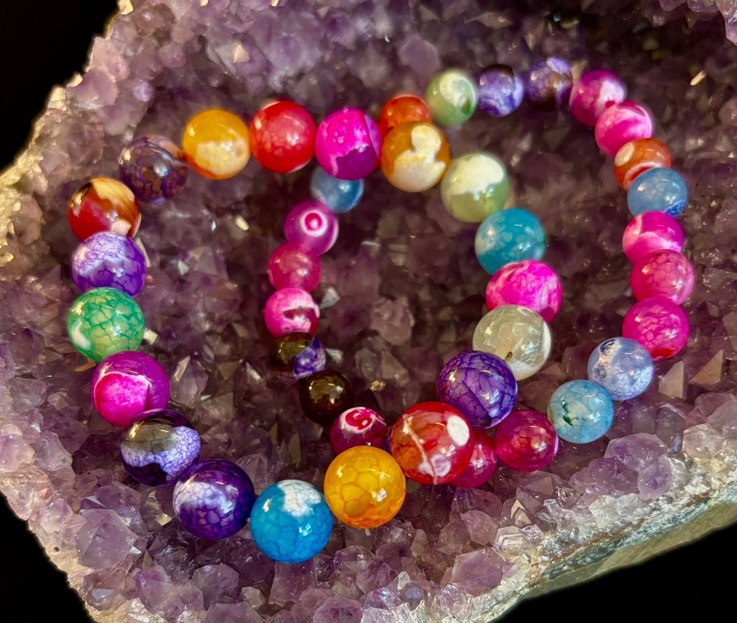 Rainbow Dragon Vein Agate Gemstone Bracelet