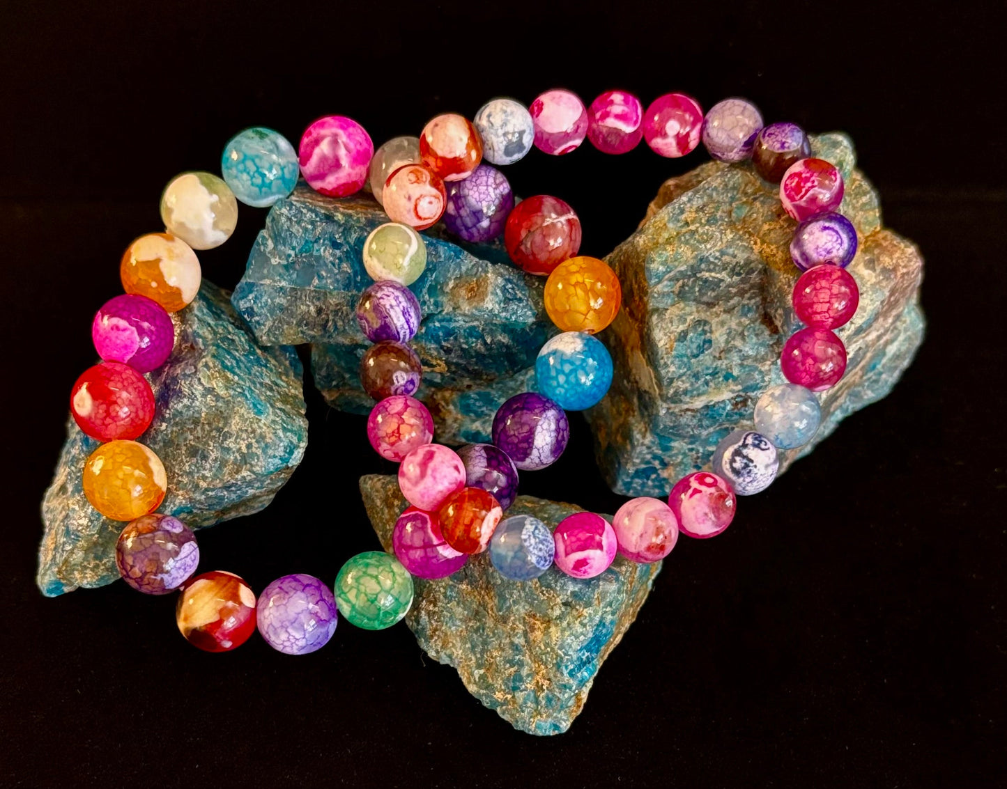 Rainbow Dragon Vein Agate Gemstone Bracelet