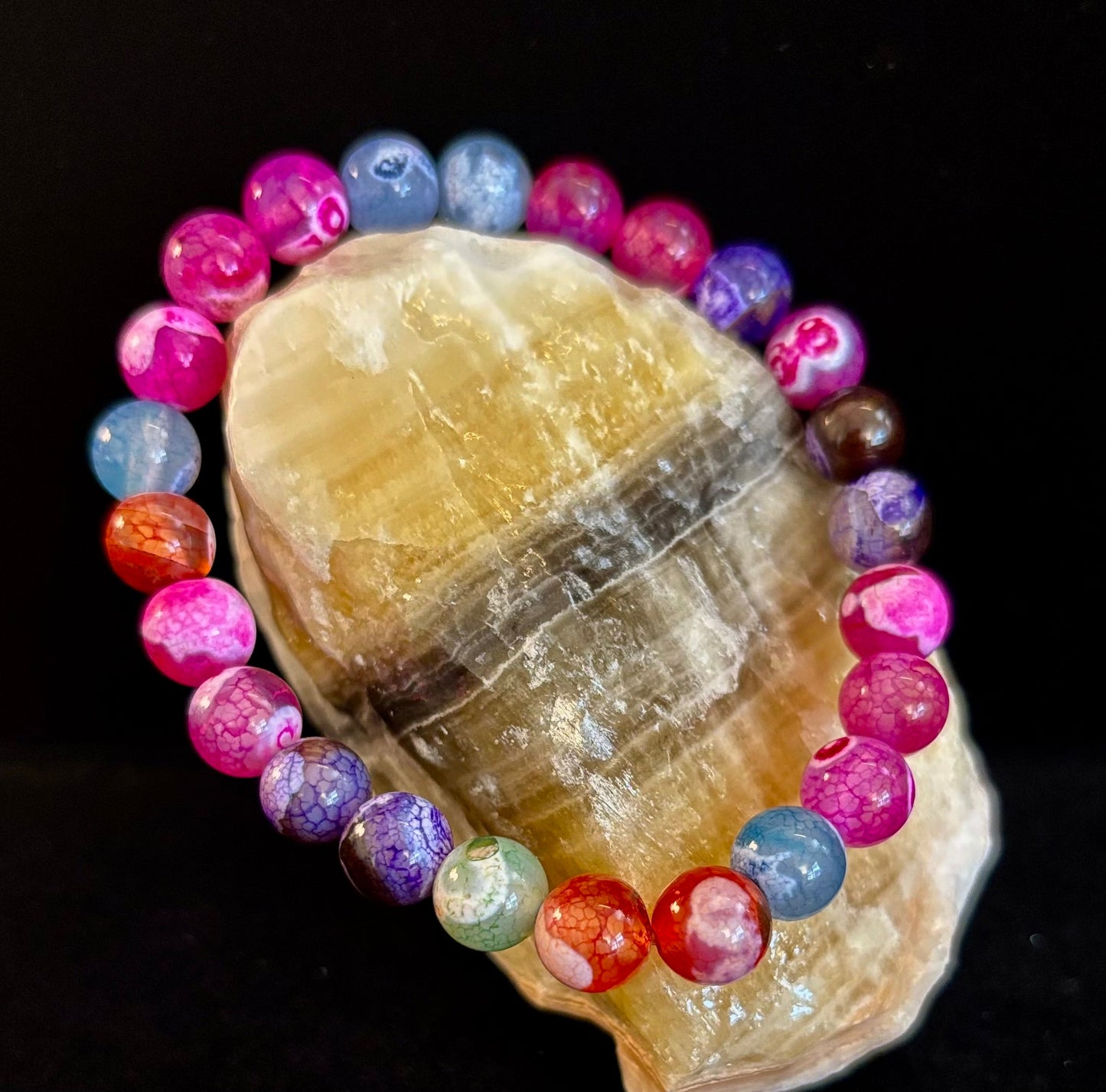 Rainbow Dragon Vein Agate Gemstone Bracelet