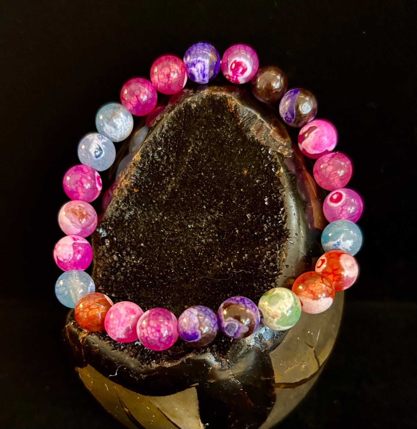 Rainbow Dragon Vein Agate Gemstone Bracelet