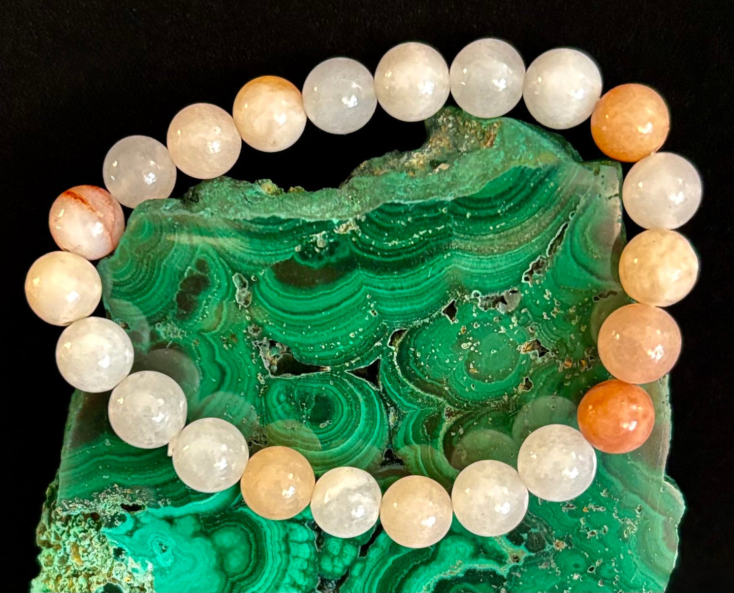 Handmade Flower Agate Bracelet – 8mm Natural Stone Beads for Small to Medium Wrists