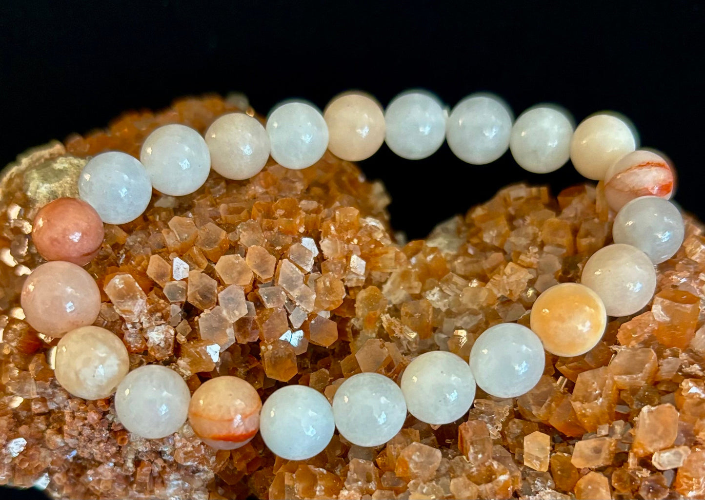 Handmade Flower Agate Bracelet – 8mm Natural Stone Beads for Small to Medium Wrists