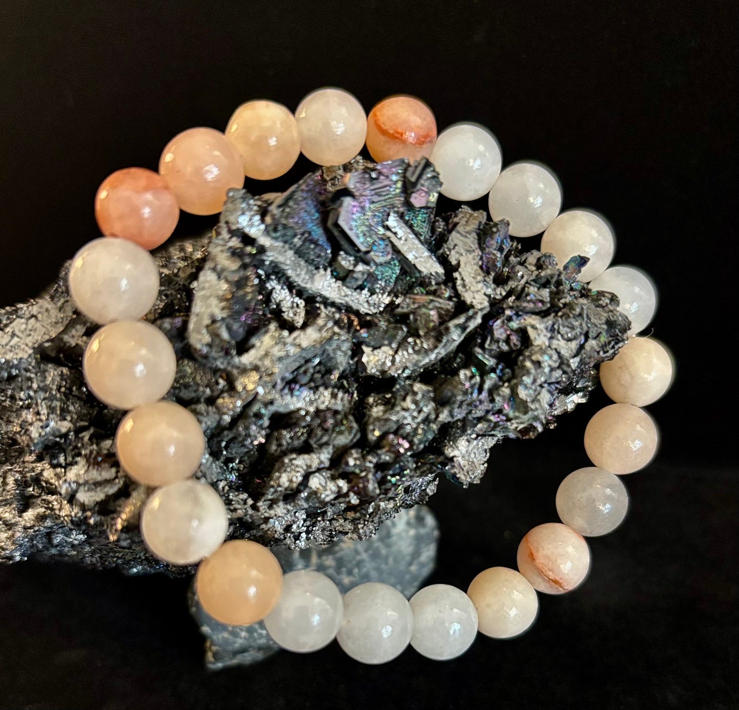 Handmade Flower Agate Bracelet – 8mm Natural Stone Beads for Small to Medium Wrists