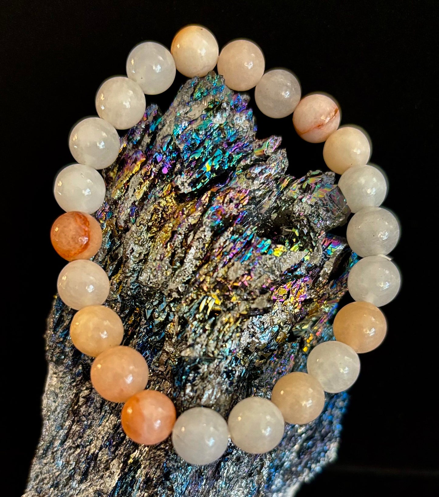 Handmade Flower Agate Bracelet – 8mm Natural Stone Beads for Small to Medium Wrists