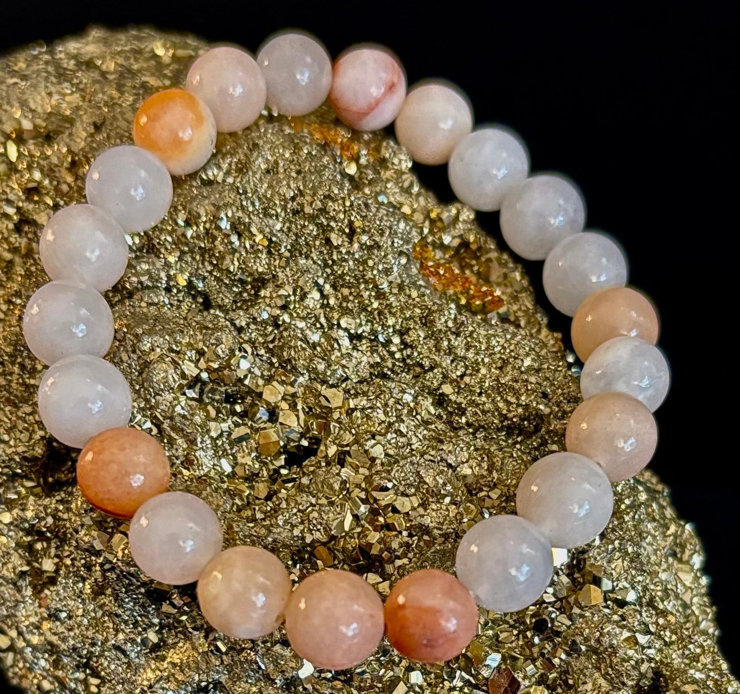 Handmade Flower Agate Bracelet – 8mm Natural Stone Beads for Small to Medium Wrists