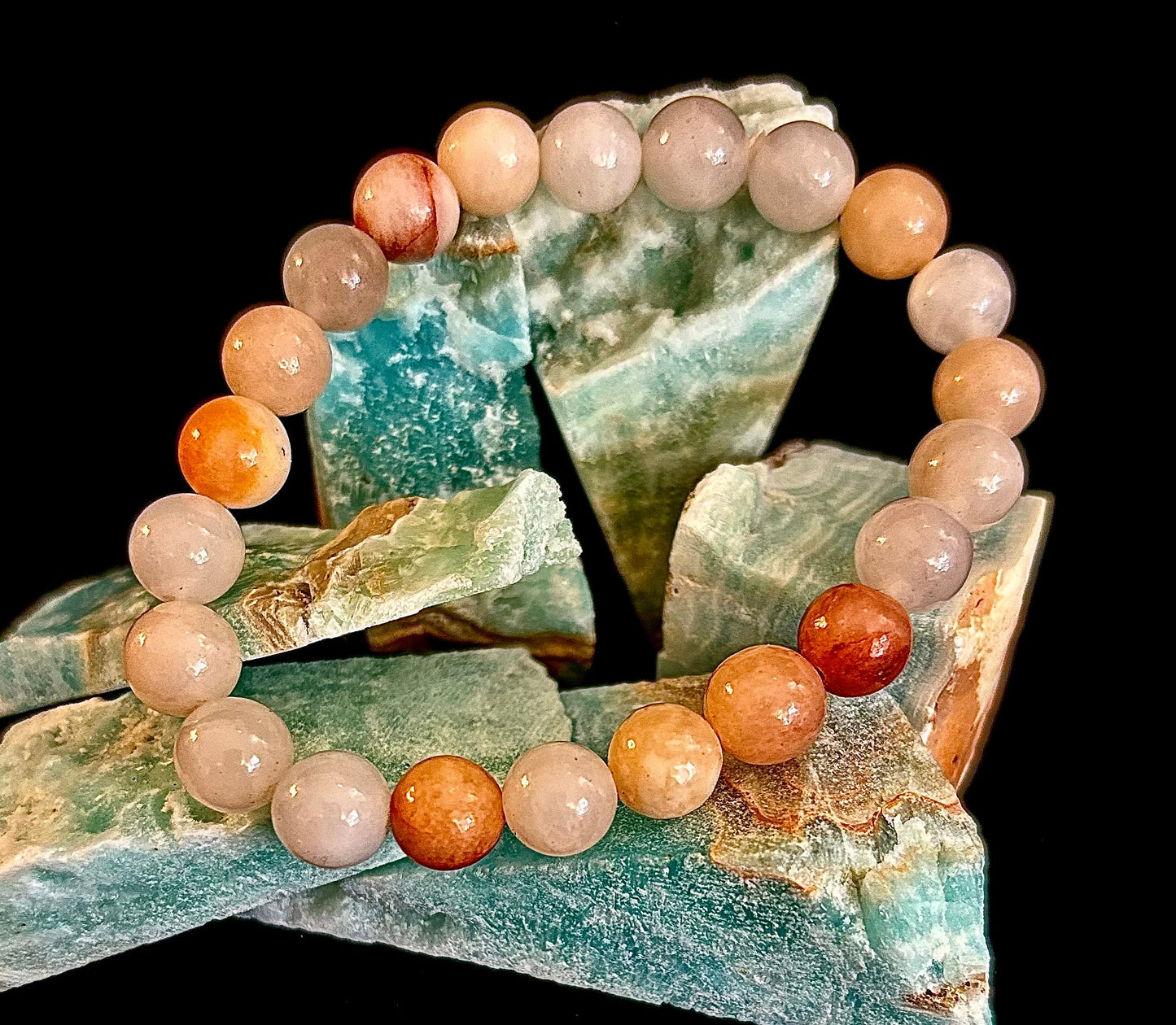 Handmade Flower Agate Bracelet – 8mm Natural Stone Beads for Small to Medium Wrists