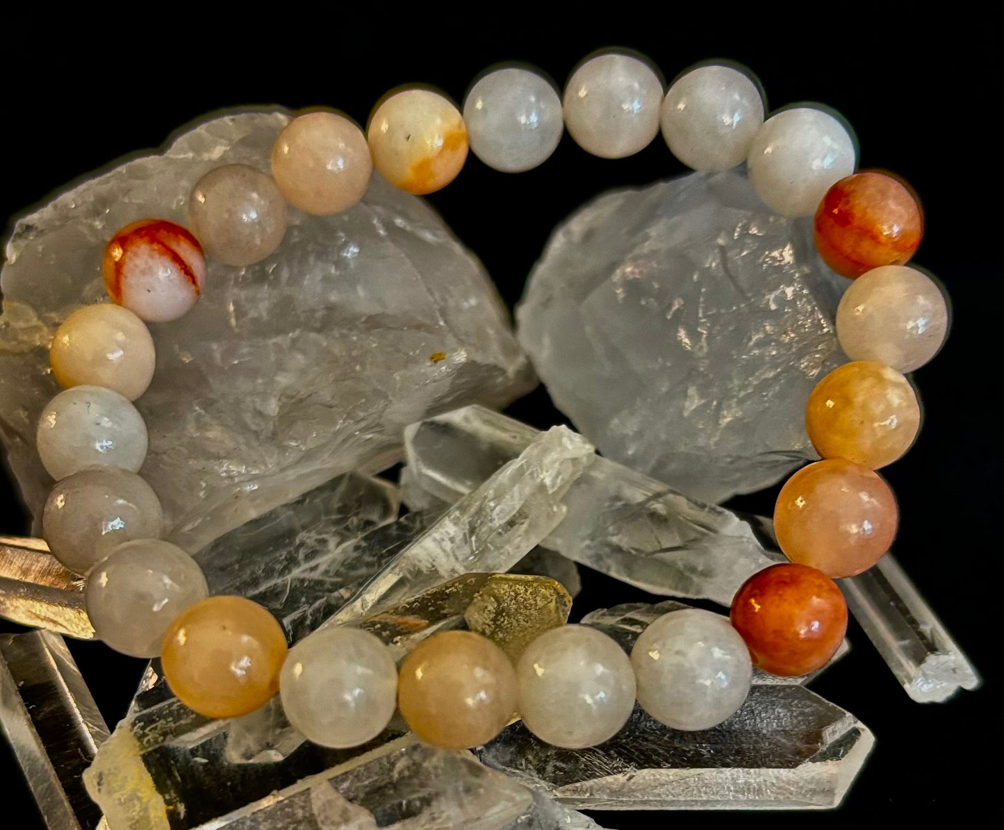 Handmade Flower Agate Bracelet – 8mm Natural Stone Beads for Small to Medium Wrists