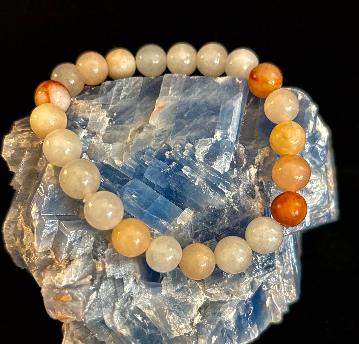 Handmade Flower Agate Bracelet – 8mm Natural Stone Beads for Small to Medium Wrists