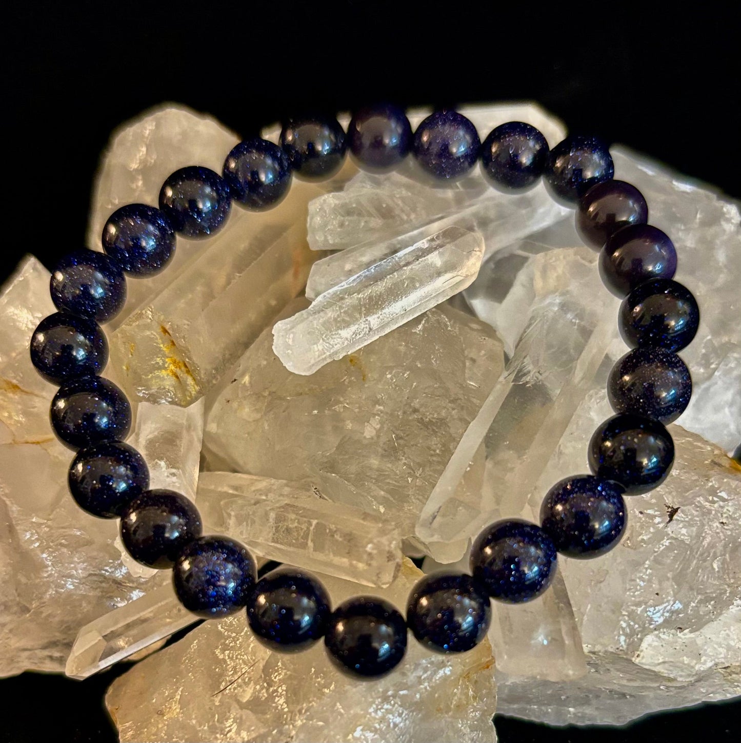 Midnight Magic – Blue Goldstone Bracelet (8mm Beads) | Small to Medium Wrists