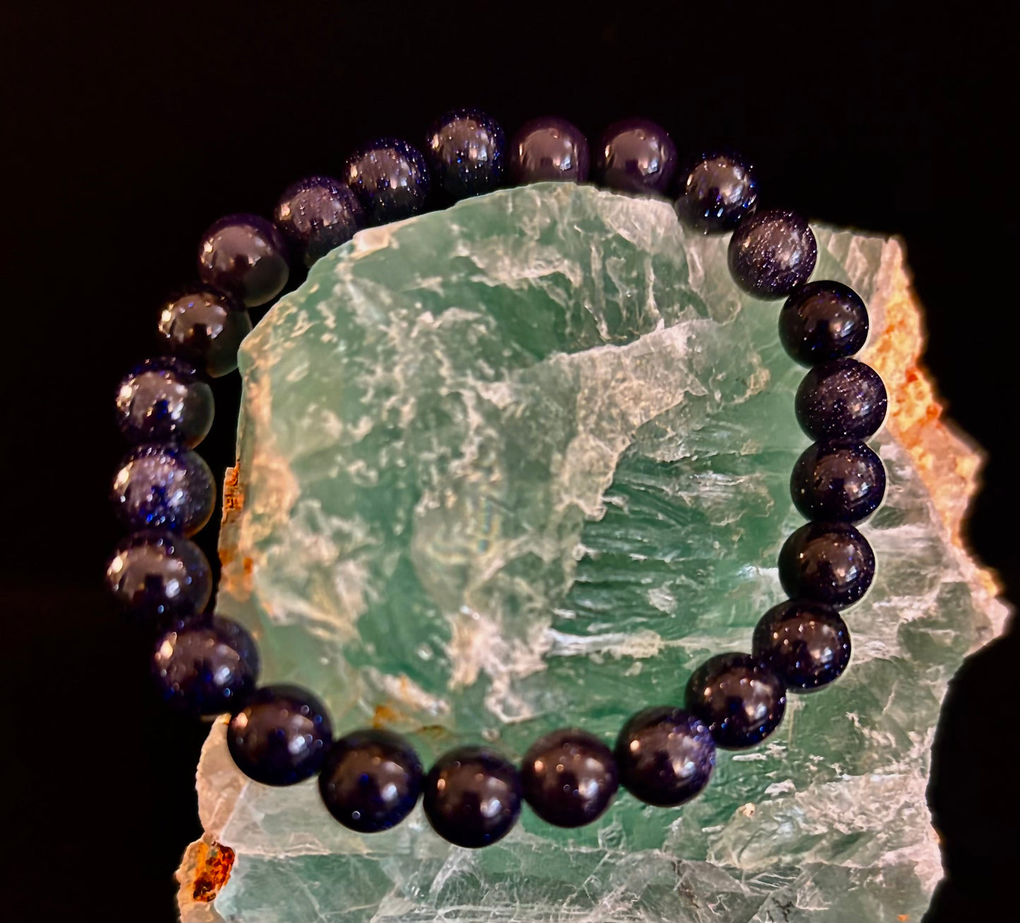 Midnight Magic – Blue Goldstone Bracelet (8mm Beads) | Small to Medium Wrists