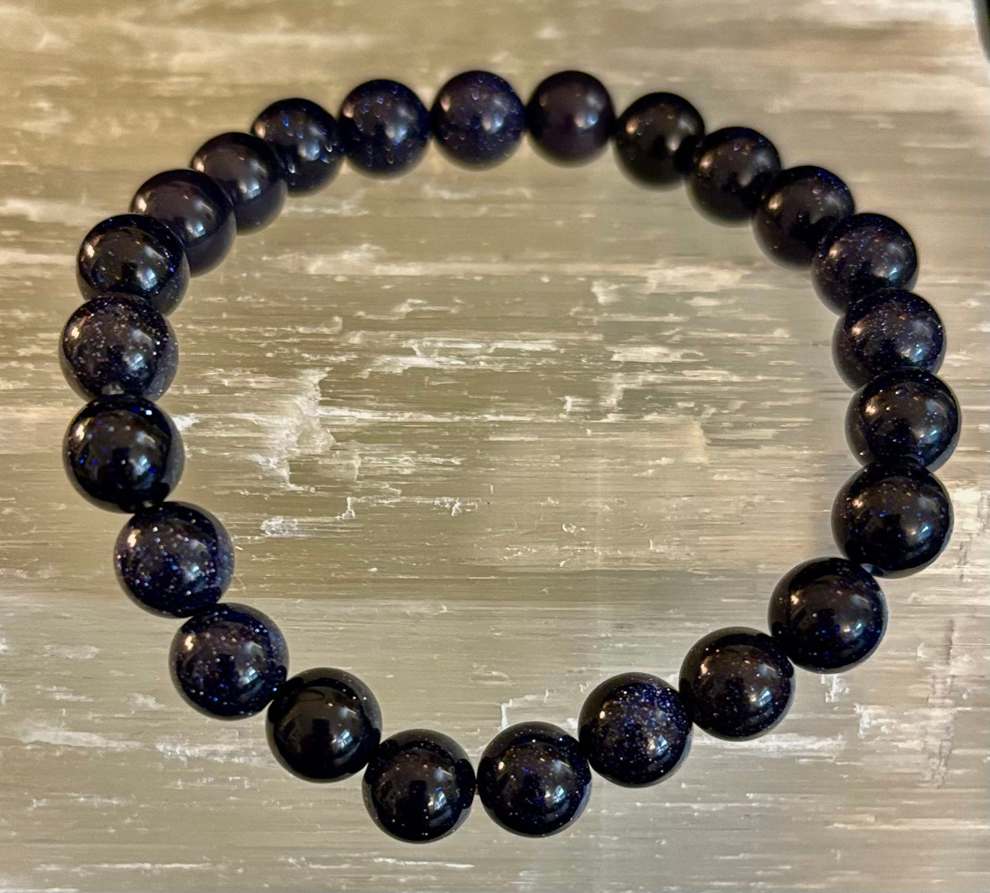 Midnight Magic – Blue Goldstone Bracelet (8mm Beads) | Small to Medium Wrists