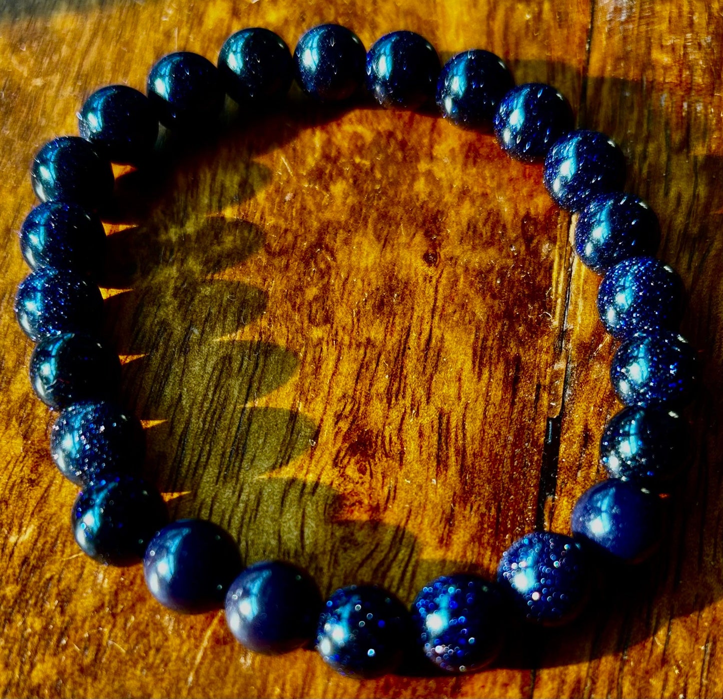 Midnight Magic – Blue Goldstone Bracelet (8mm Beads) | Small to Medium Wrists