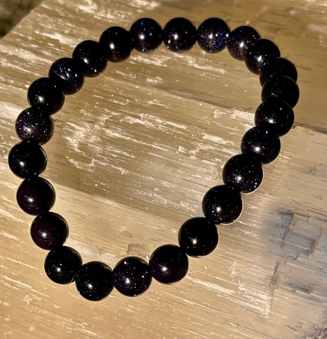 Midnight Magic – Blue Goldstone Bracelet (8mm Beads) | Small to Medium Wrists