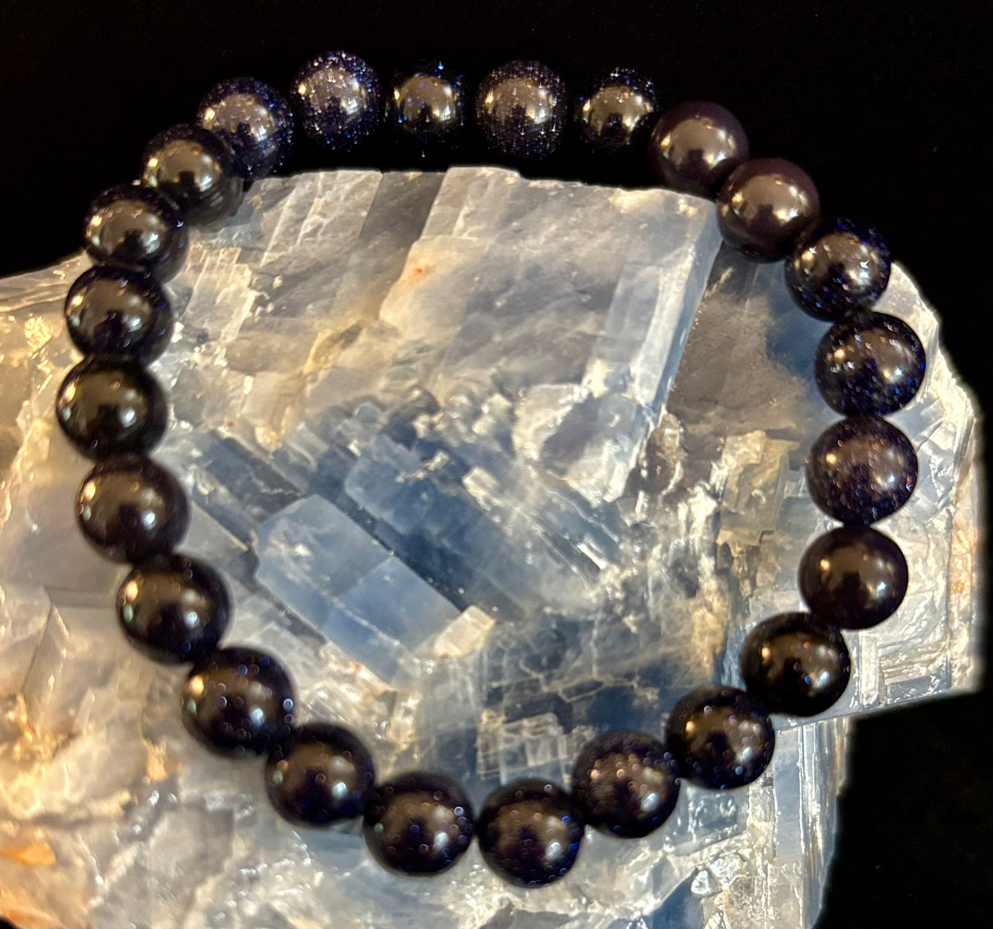 Midnight Magic – Blue Goldstone Bracelet (8mm Beads) | Small to Medium Wrists