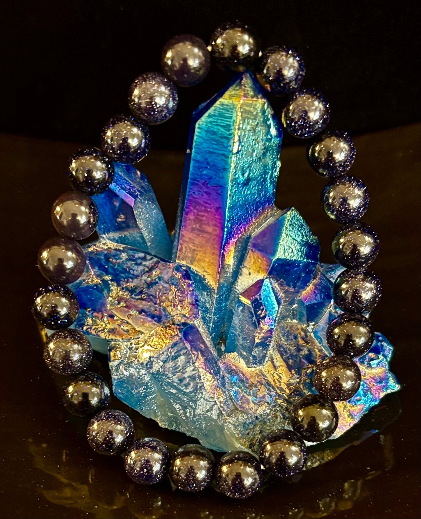 Midnight Magic – Blue Goldstone Bracelet (8mm Beads) | Small to Medium Wrists