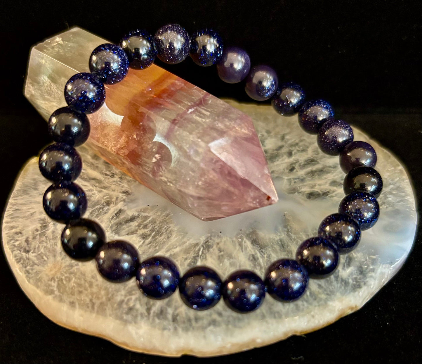 Midnight Magic – Blue Goldstone Bracelet (8mm Beads) | Small to Medium Wrists