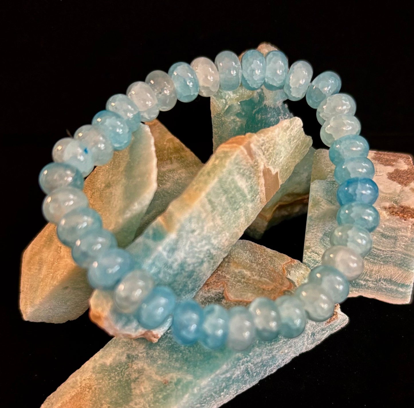 Tranquil Strength Agate Rondelle Bracelet – Grounding Energy for Everyday Wear 🌿🖤