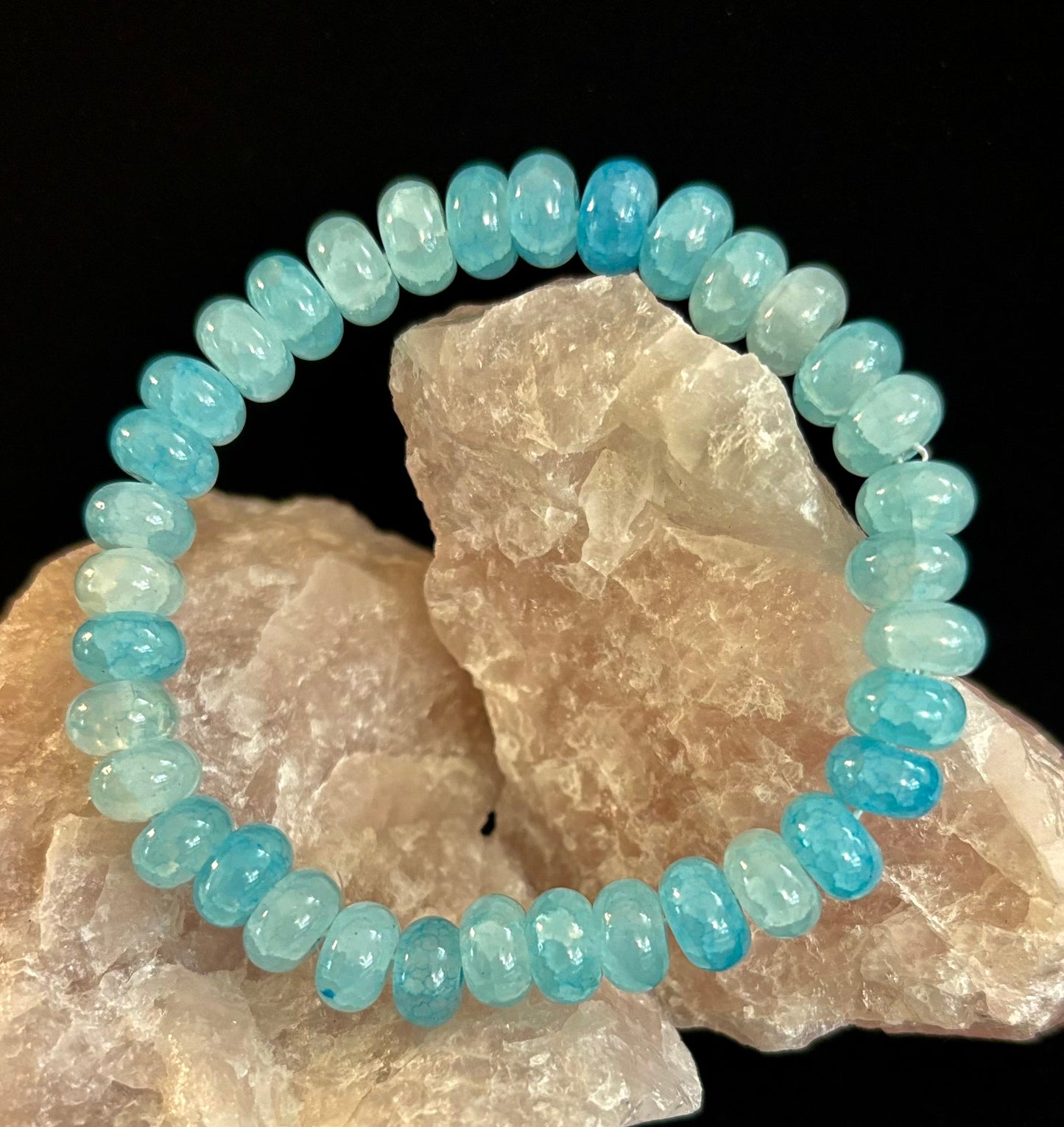 Tranquil Strength Agate Rondelle Bracelet – Grounding Energy for Everyday Wear 🌿🖤