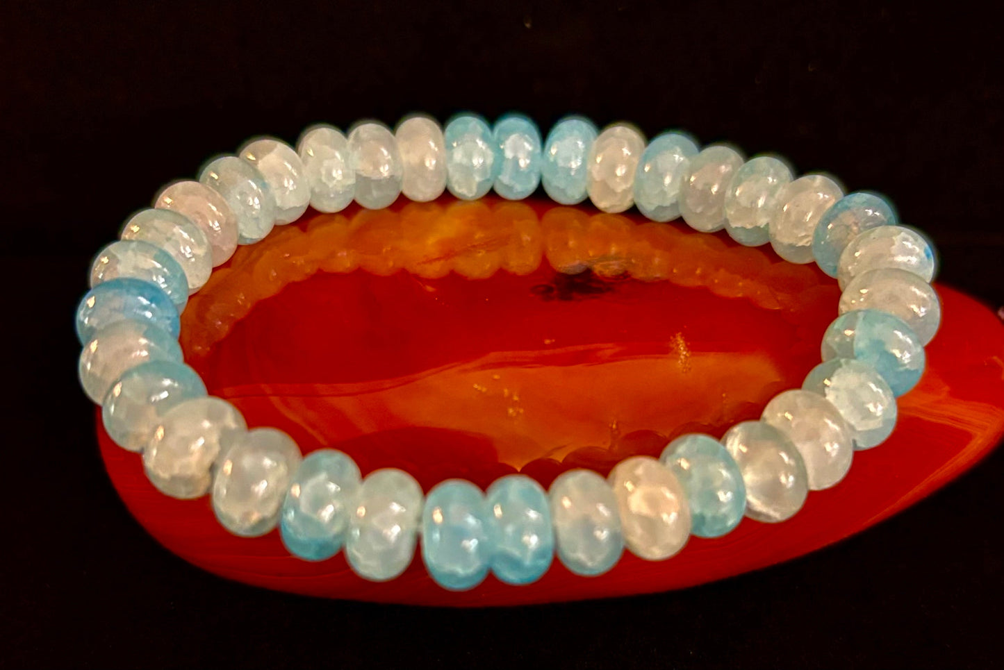 Tranquil Strength Agate Rondelle Bracelet – Grounding Energy for Everyday Wear 🌿🖤