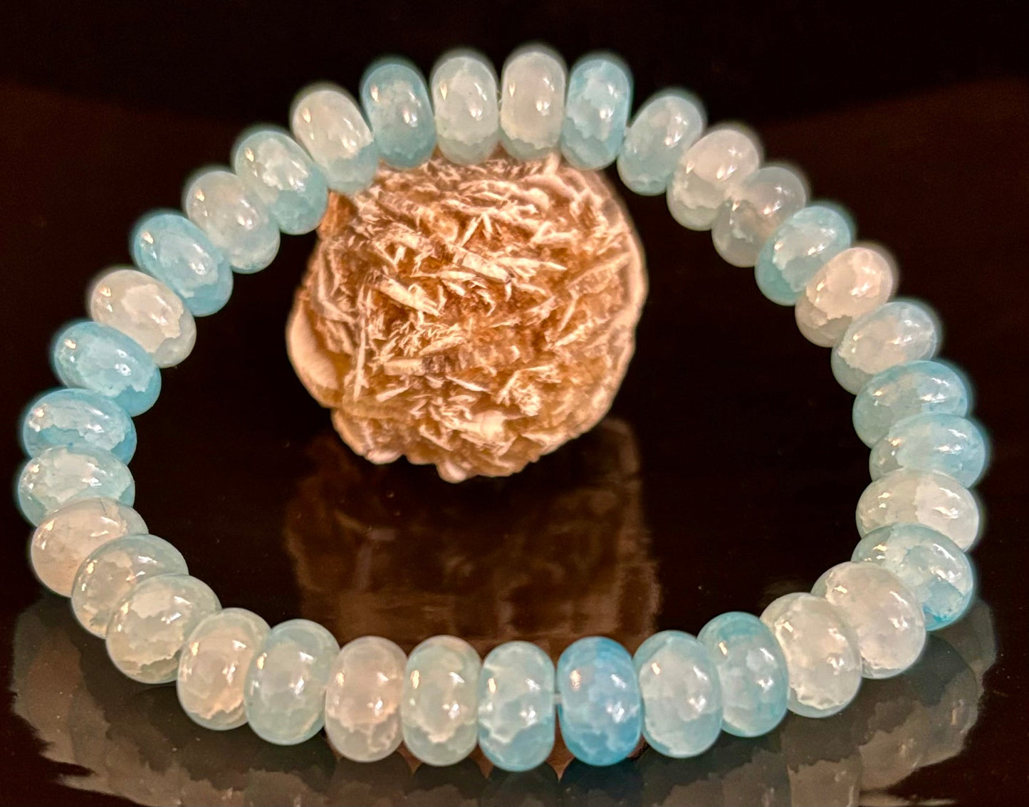 Tranquil Strength Agate Rondelle Bracelet – Grounding Energy for Everyday Wear 🌿🖤