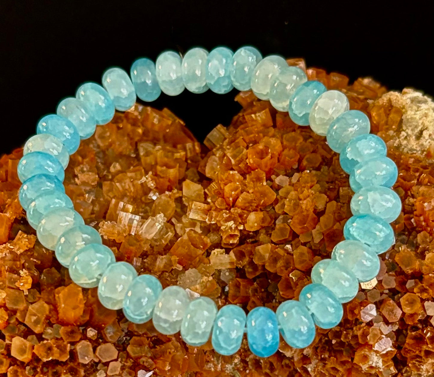 Tranquil Strength Agate Rondelle Bracelet – Grounding Energy for Everyday Wear 🌿🖤