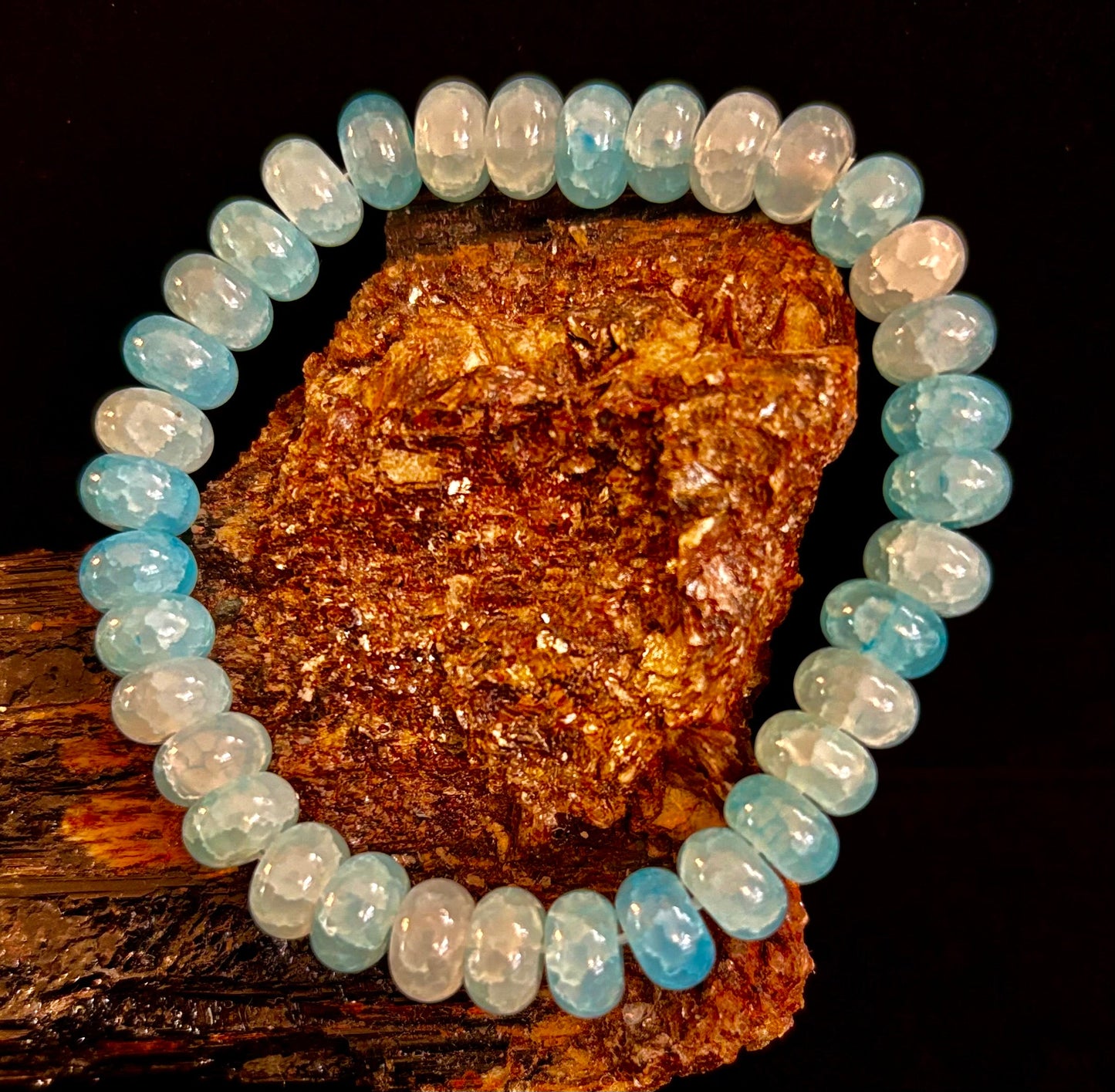 Tranquil Strength Agate Rondelle Bracelet – Grounding Energy for Everyday Wear 🌿🖤