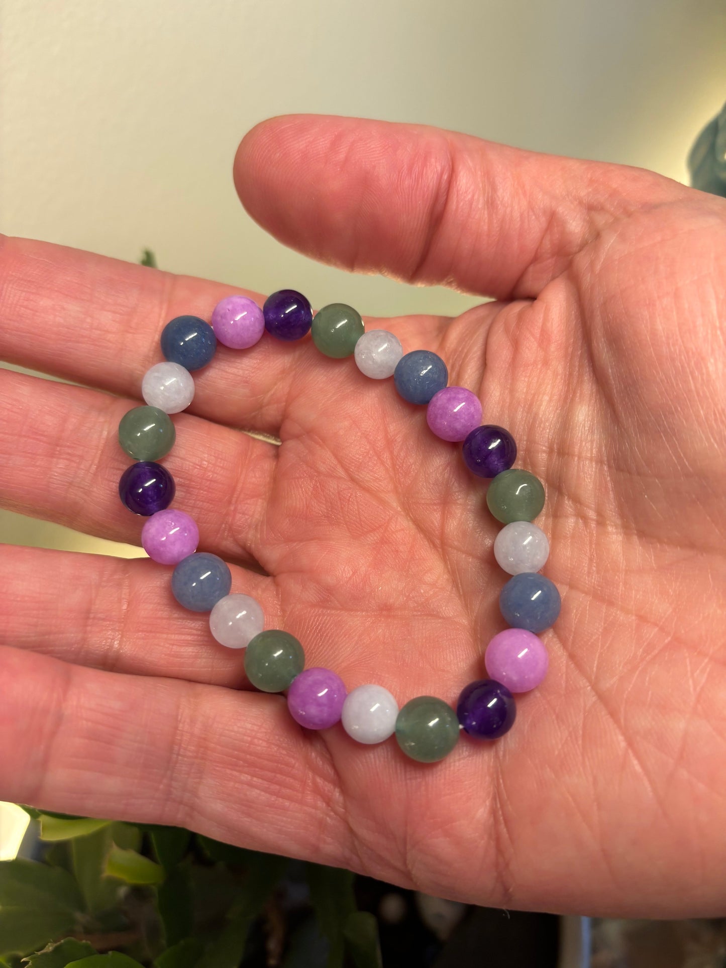 Natural Colored Agate Bead Bracelet – 8mm Rainbow Energy for Balance, Strength & Healing