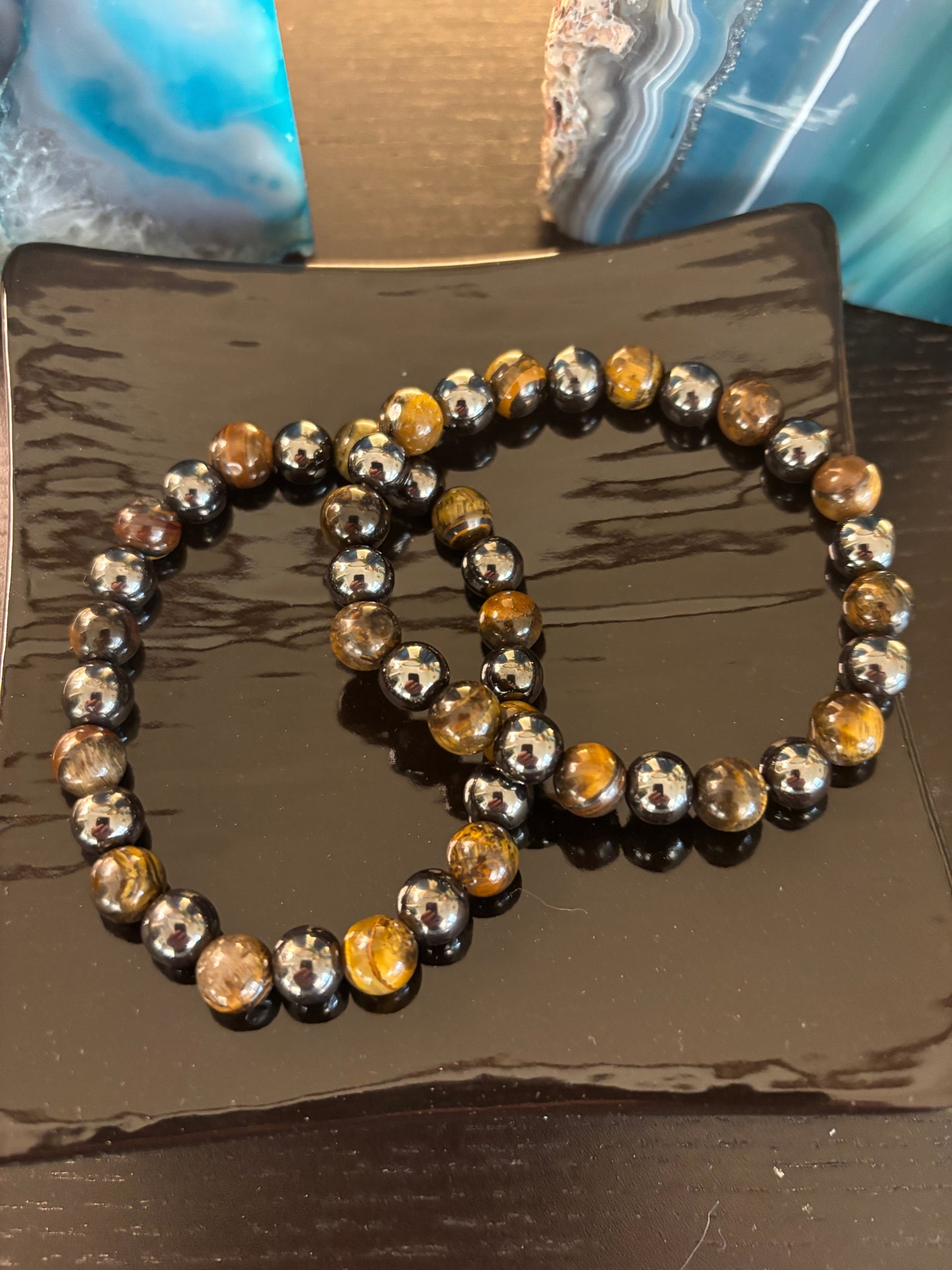 Tiger Eye & Hematite Protection Bracelet – Strength, Balance & Grounding Energy