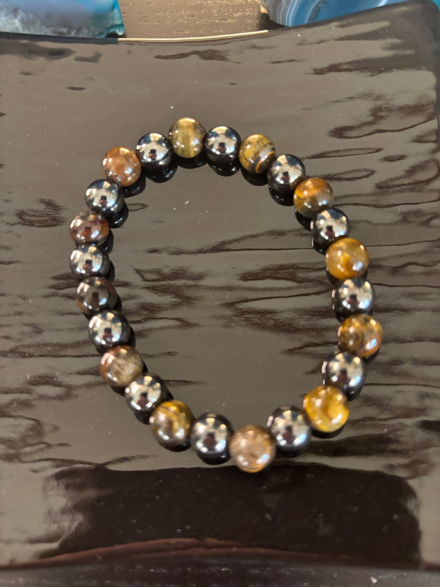 Tiger Eye & Hematite Protection Bracelet – Strength, Balance & Grounding Energy