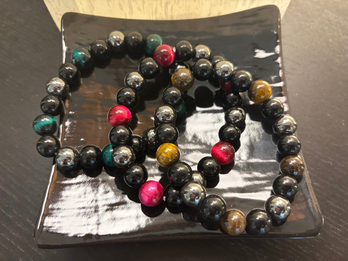 Protection Energy Bracelets – Red, Green, and Tiger Eye Options