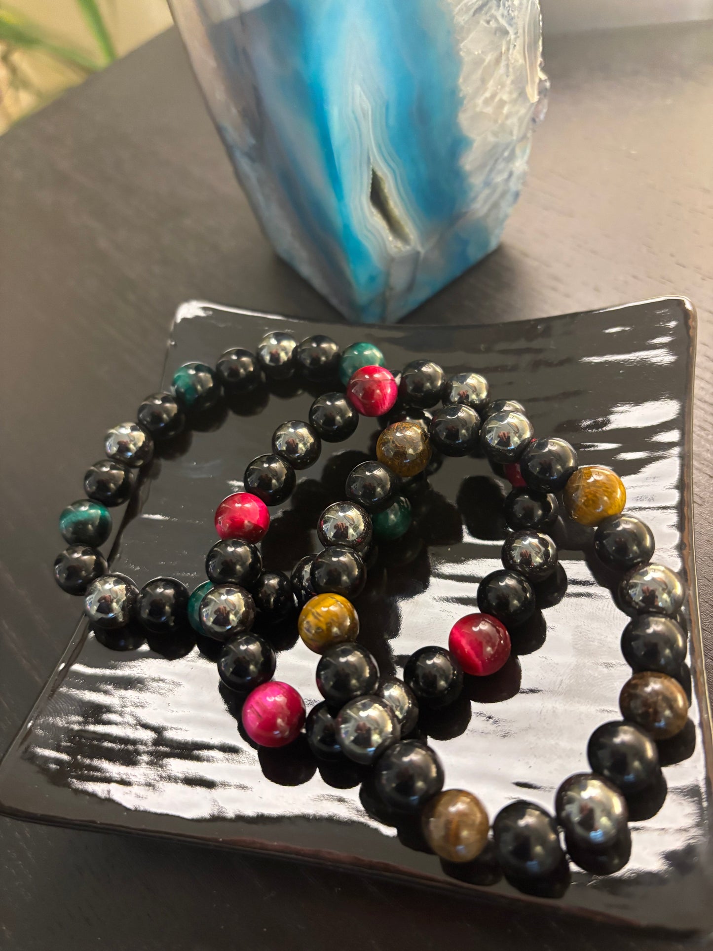 Protection Energy Bracelets – Red, Green, and Tiger Eye Options