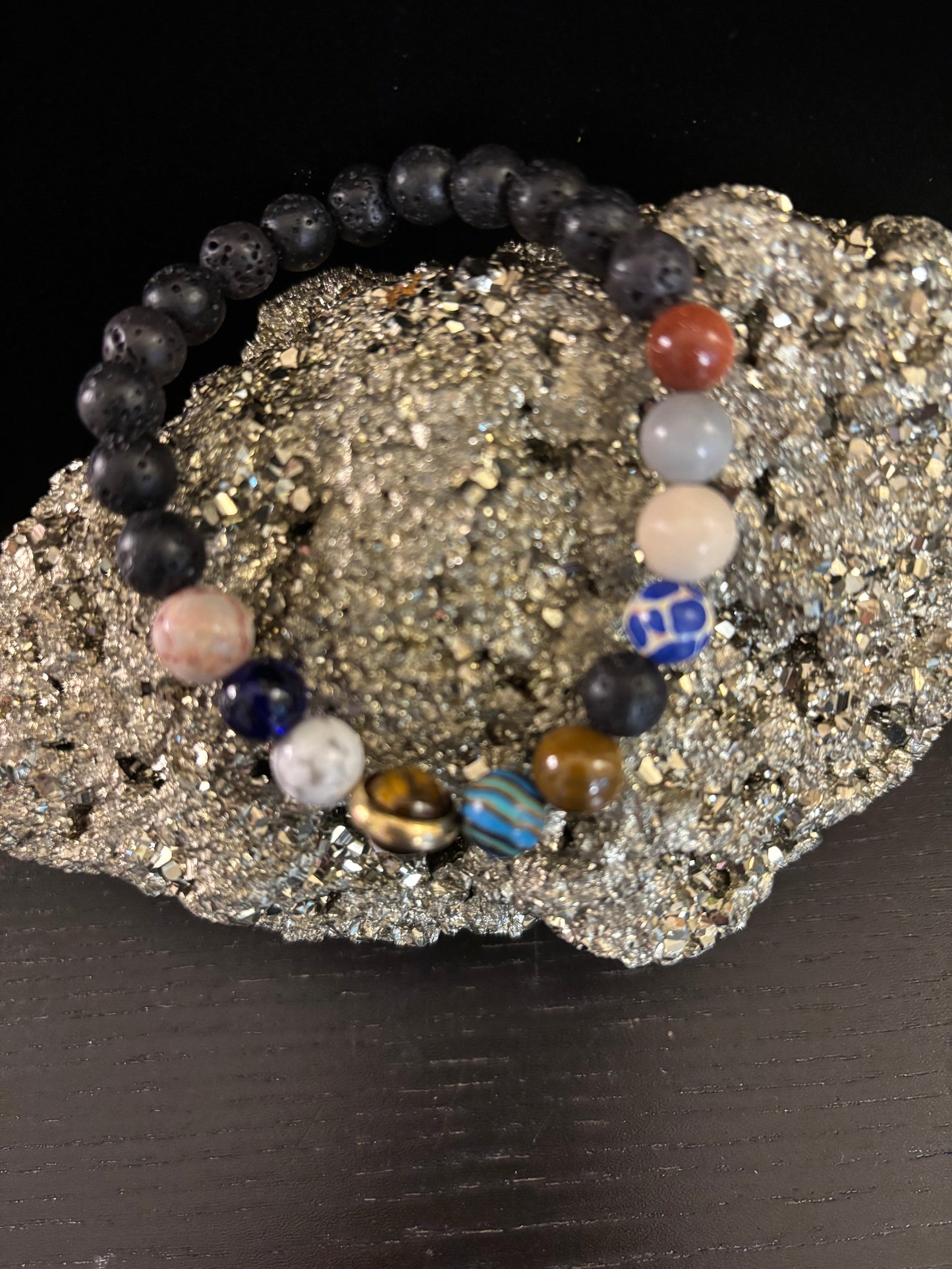 Eight Planets Beaded Bracelet – Solar System Lava Rock & Gemstone Stretch Bracelet