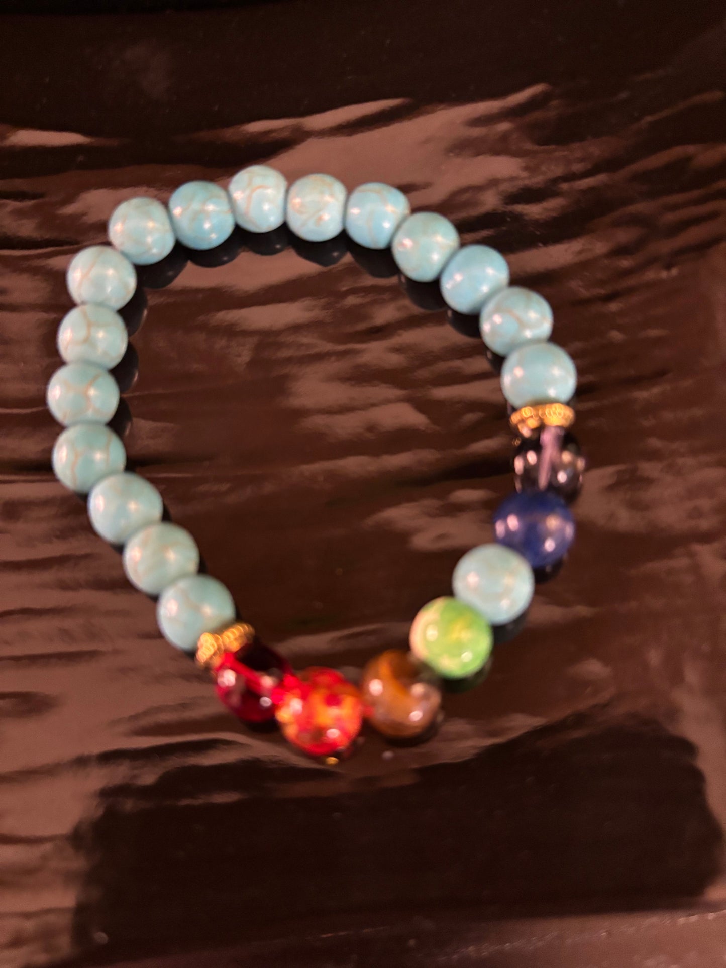 Chakra Healing Bracelet – Turquoise Energy Beads with Chakra Stones
