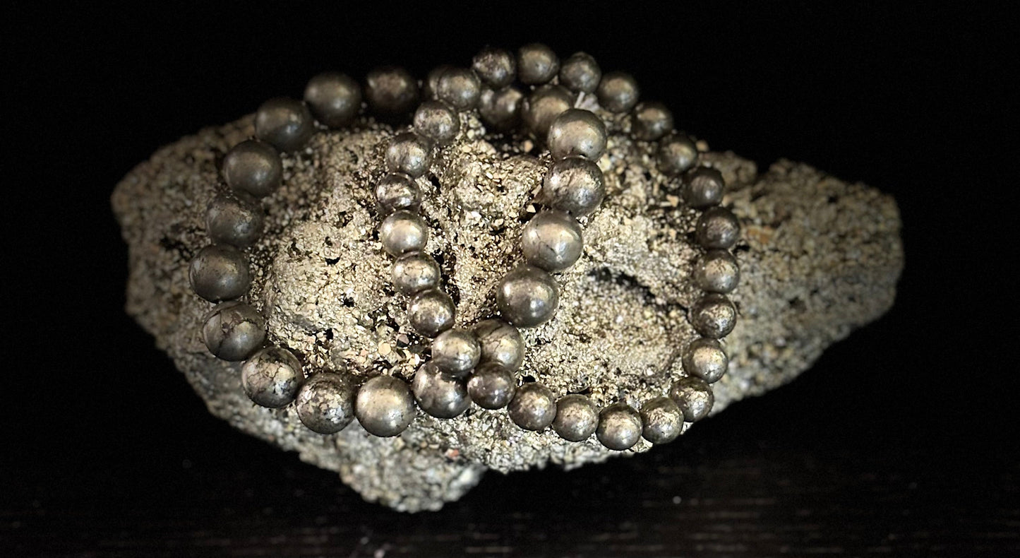 Unlock Abundance & Inner Strength with Our Genuine Pyrite Beaded Bracelet