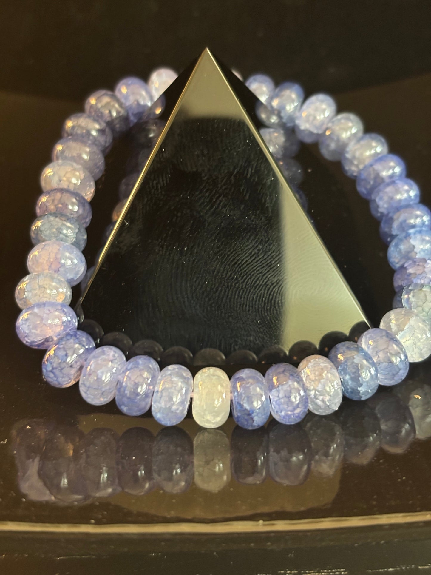 Blue Agate Intuition & Serenity Bracelet – Faceted Rondelle Beads (Small to Medium Wrists)