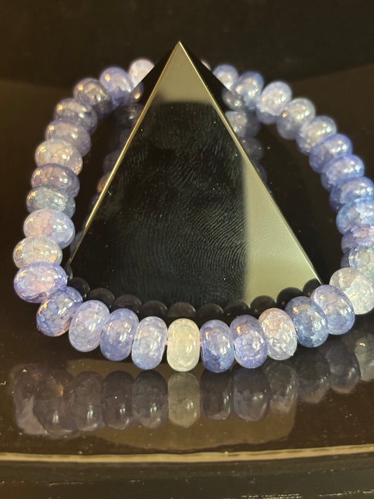 Blue Agate Intuition & Serenity Bracelet – Faceted Rondelle Beads (Small to Medium Wrists)