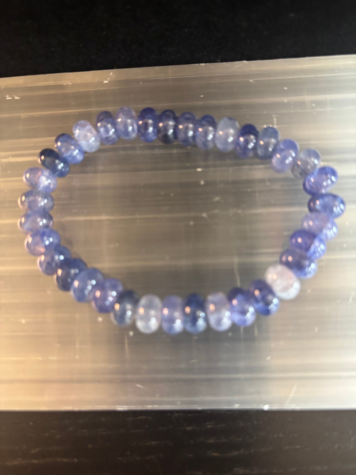 Blue Agate Intuition & Serenity Bracelet – Faceted Rondelle Beads (Small to Medium Wrists)