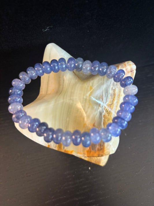 Blue Agate Intuition & Serenity Bracelet – Faceted Rondelle Beads (Small to Medium Wrists)