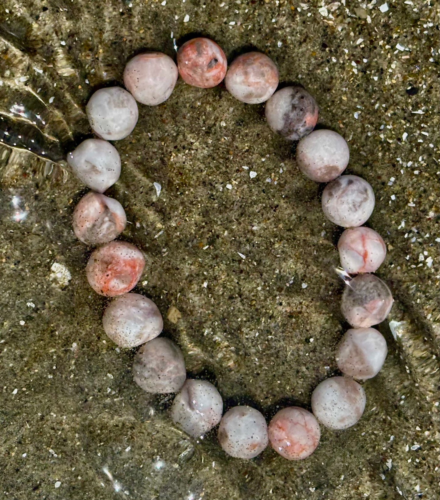Pink Zebra Jasper Beaded Bracelet – Natural Stone for Calm, Confidence, and Happiness